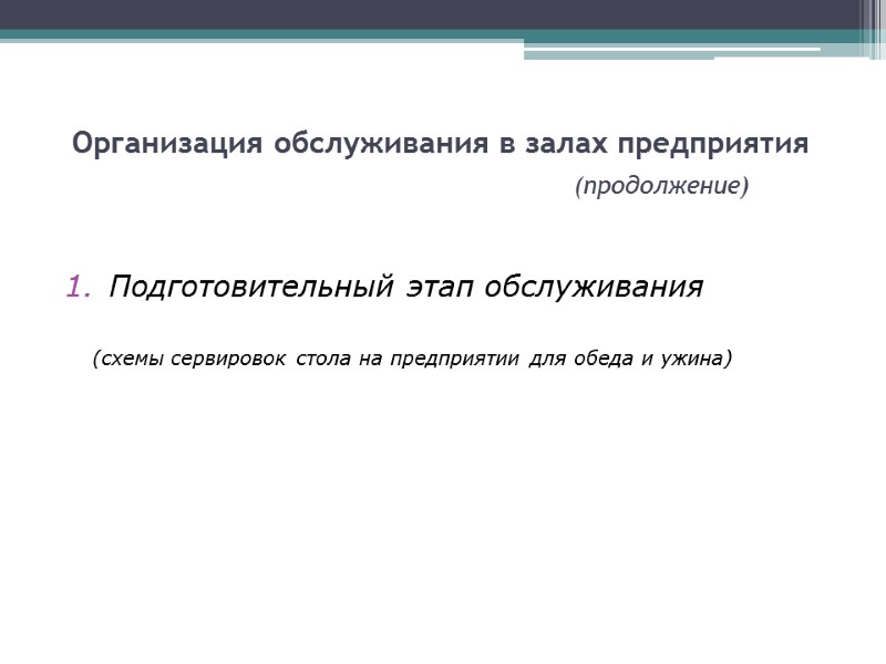 Организация обслуживания в залах предприятия         